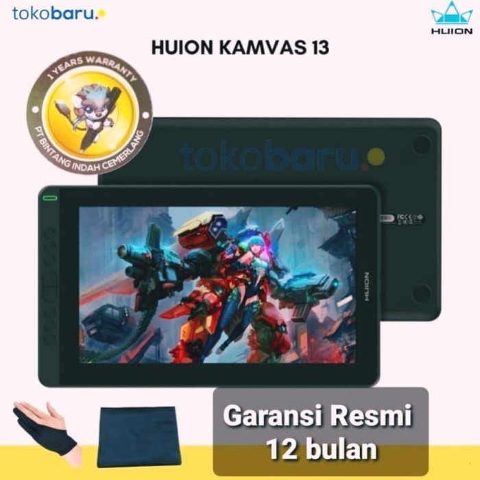 New Huion Kamvas 13 PRO / Kamvas 13pro garansi resmi 2 tahun + bonus - hijau nonstand