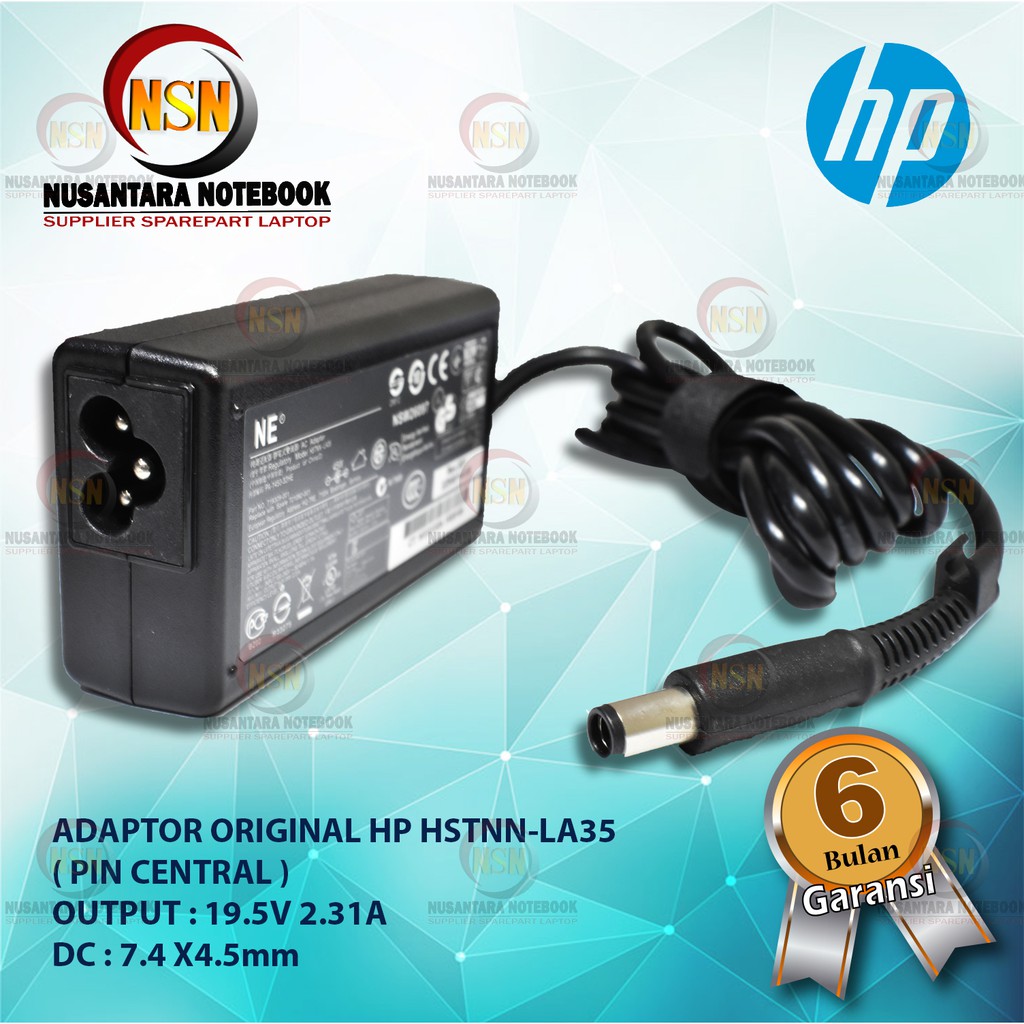 Adaptor Original Laptop HP HSTNN-LA35 PIN CENTRAL 19.5V 2.31A DC 7.4x4.5mm