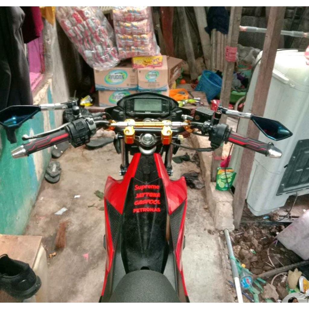 Stang Stir Motor Rzr Racing Custom Balap Road Race Universal Motor kualitas Tebal 2mm Stang Beat Street X Ride Fino Nmax PCX ADV 150 Forza Vixion CB150R Verza Megapro Tiger Pulsar GSX Type Fighter XSR 155 Byson Monkey CRF CT125 Lexi Yamaha MT09