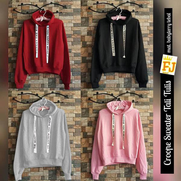 Sweater Tali Tulis Hoodie Sweater Tali putih HOF KY Sweater Cewek Import