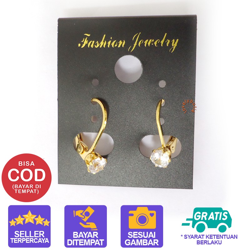 Lovelybutik Anting Desi Titanium Anti Karat Dewasa Anting Desi Mata Kecil Uk. 0,4