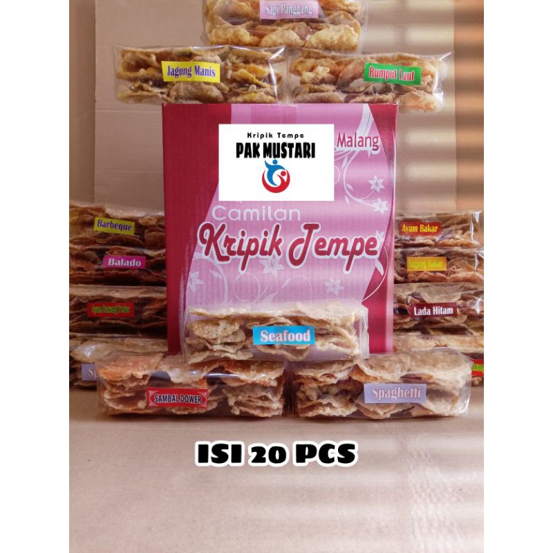 

Keripik Tempe Rasa Rasa isi 20 pcs Free Box Kripik Tempe Free Box Bubblewarp/ Kripik Tempe Malang /Kripik Enak Khas Malang( isi 20 pcs )