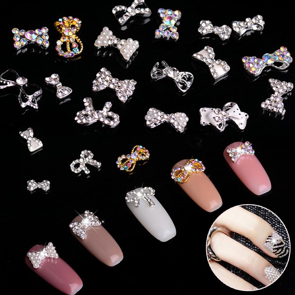 NEEDWAY Bow Nail Rhinestones Super Flash Shiny Charms Kristal Mutiara Kaca Batu DIY Nail Art Dekorasi