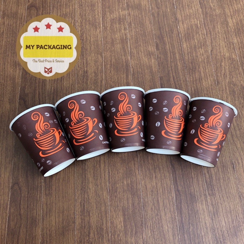 Paper Cup 8oz / Gelas Kopi Kertas - MOTIF ( Tanpa Tutup ) isi 50pcs/pack of