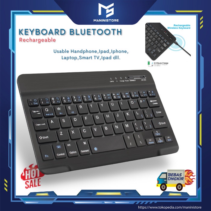 Wireless Keyboard Bluetooth Tablet laptop android ipad hp bisa dicas charger