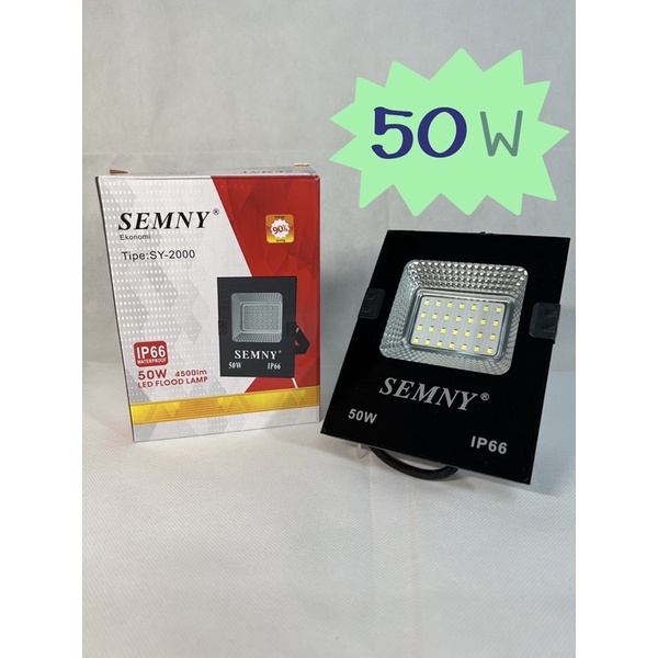 Original & Murah Lampu Sorot LED SEMNY ekonomi outdoor IP66 50 watt 50W putih / kuning