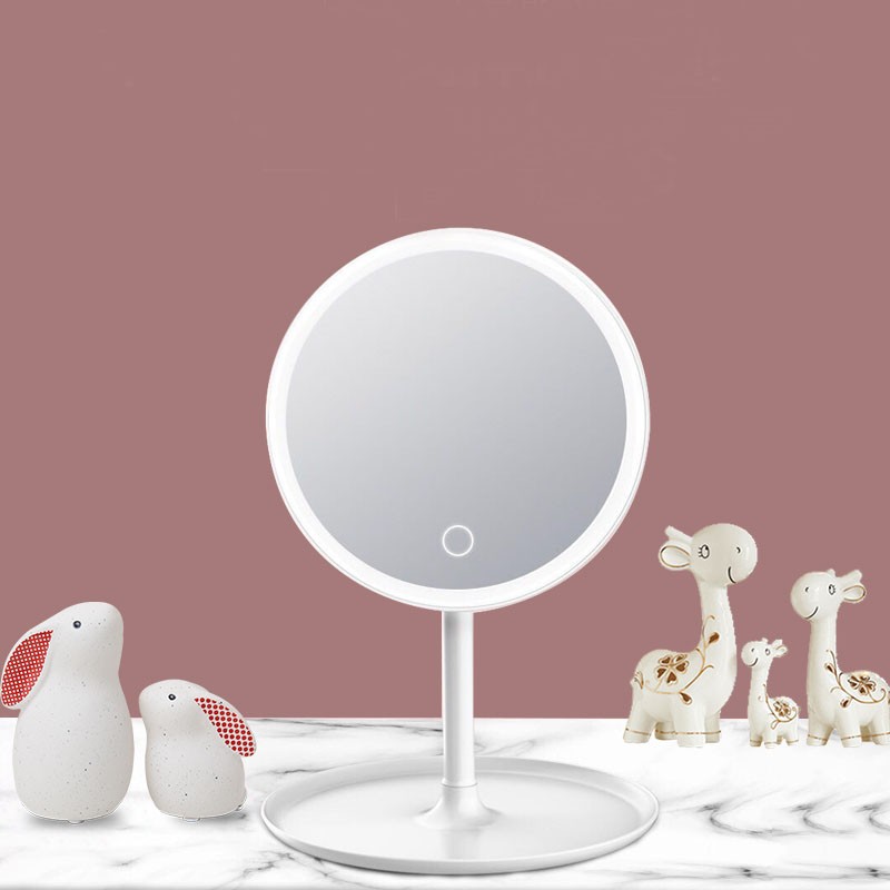 ready cod RECHARGEABLE, LED Mirror 3 KALI PENGATURAN LAMPU, Cermin LED Model Standing cermin lipat-putih