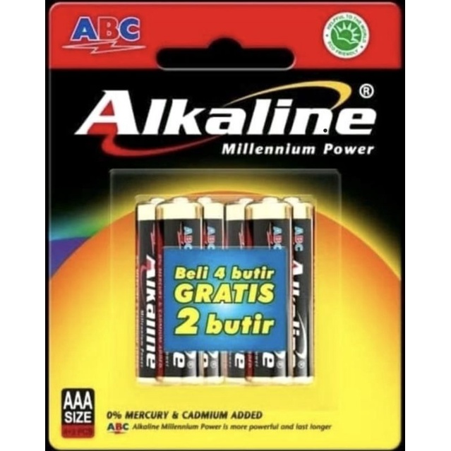 Baterai ABC Alkaline AAA / AA - A3 / A2 Isi 6
