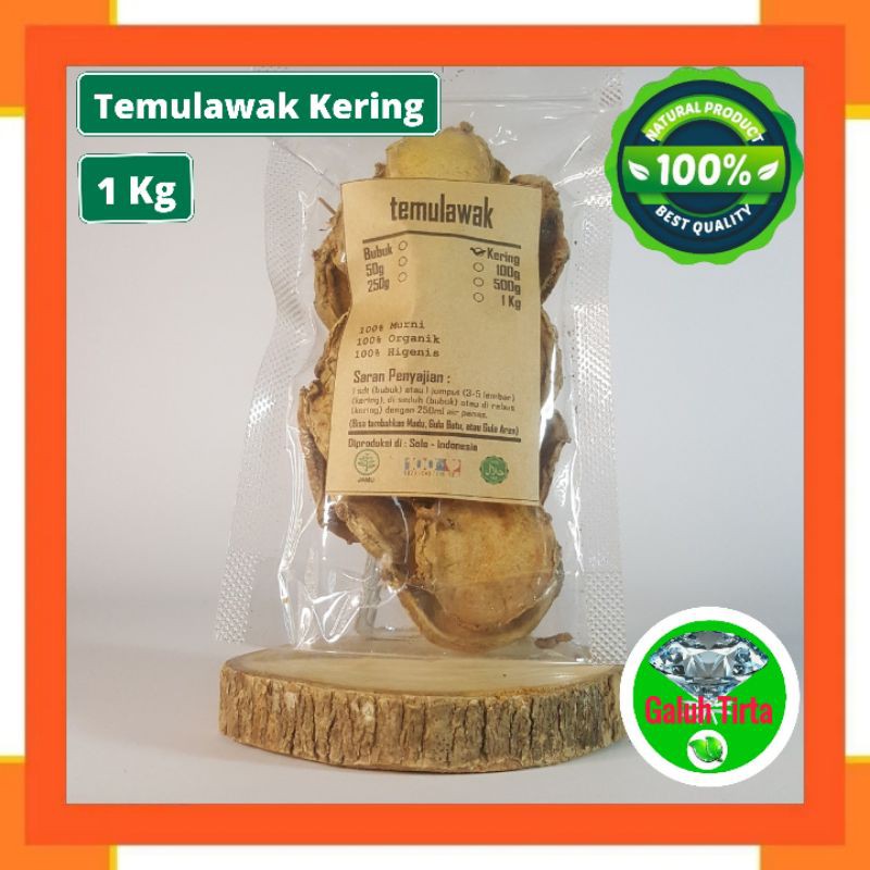 

1 Kg Temulawak Kering murni asli original organik alami kualitas premiumi Curcuma xanthorrhiza