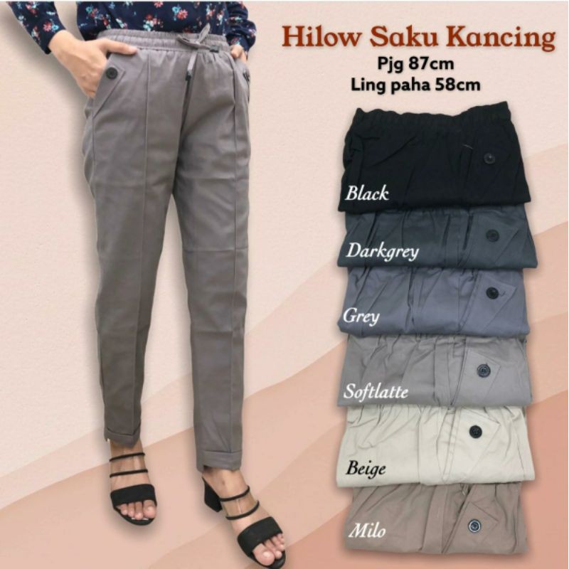 Celana Bahan Kasual Kantor Premium Model Hi-Lo  - casual work pants