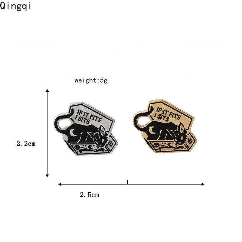 Bros Pin Enamel Bentuk Peti Mati Kucing Hitam Gaya Punk