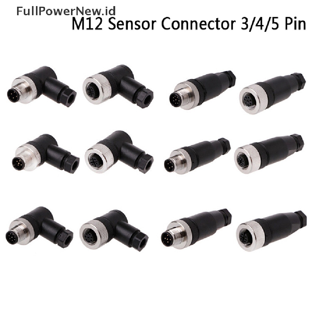 [Full] 1Pc M12 sensor connector 3/4/5 pin male/female straight/right angle plug .