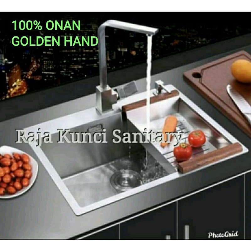 Kitchen Sink 6045 ONAN Golden Hand/Paket Lengkap Kitchen Sink Onan Golden Hand 6045 Stainless 304