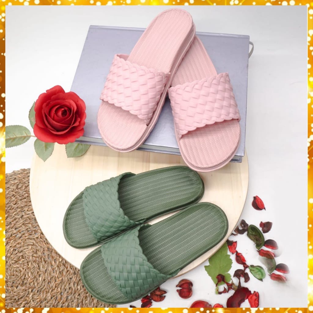 SANDAL Wanita Sandal Slip On bahan EVA/Karet tidak licin simple kekinian korean termurah UK 30-35 BC-046