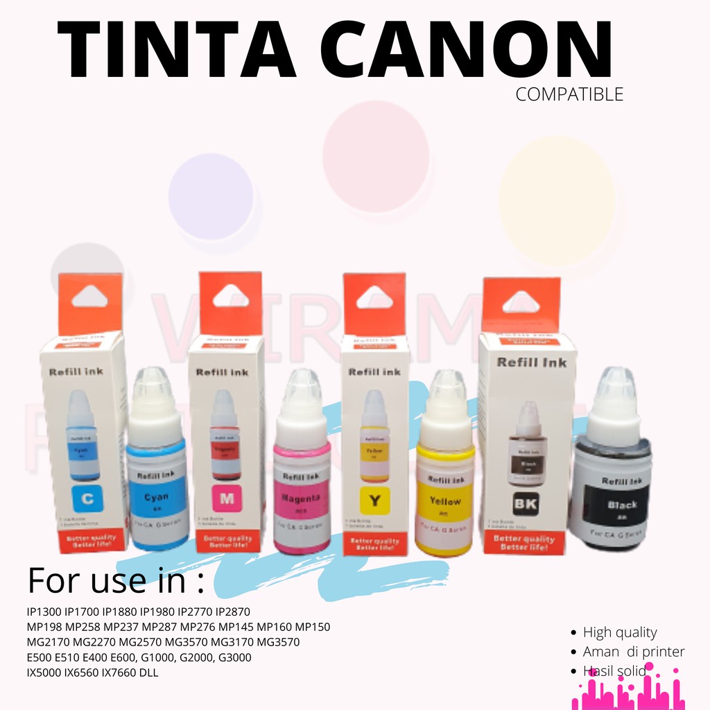 Tinta Canon GI-790 G1000 G2000 G3000 G4000 Compatible
