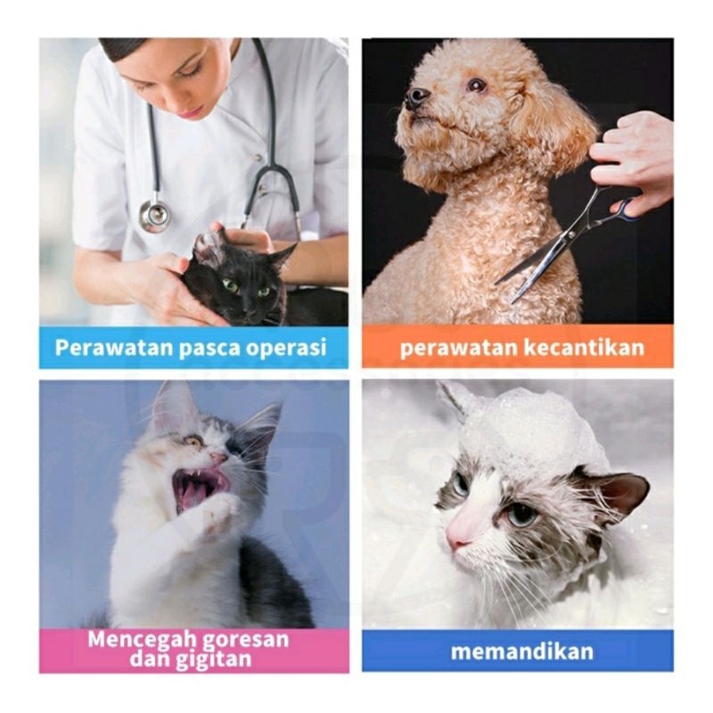 PET COLLAR MIKA ELASTIS PENUTUP KEPALA / Perlindungan Leher Kucing Anjing