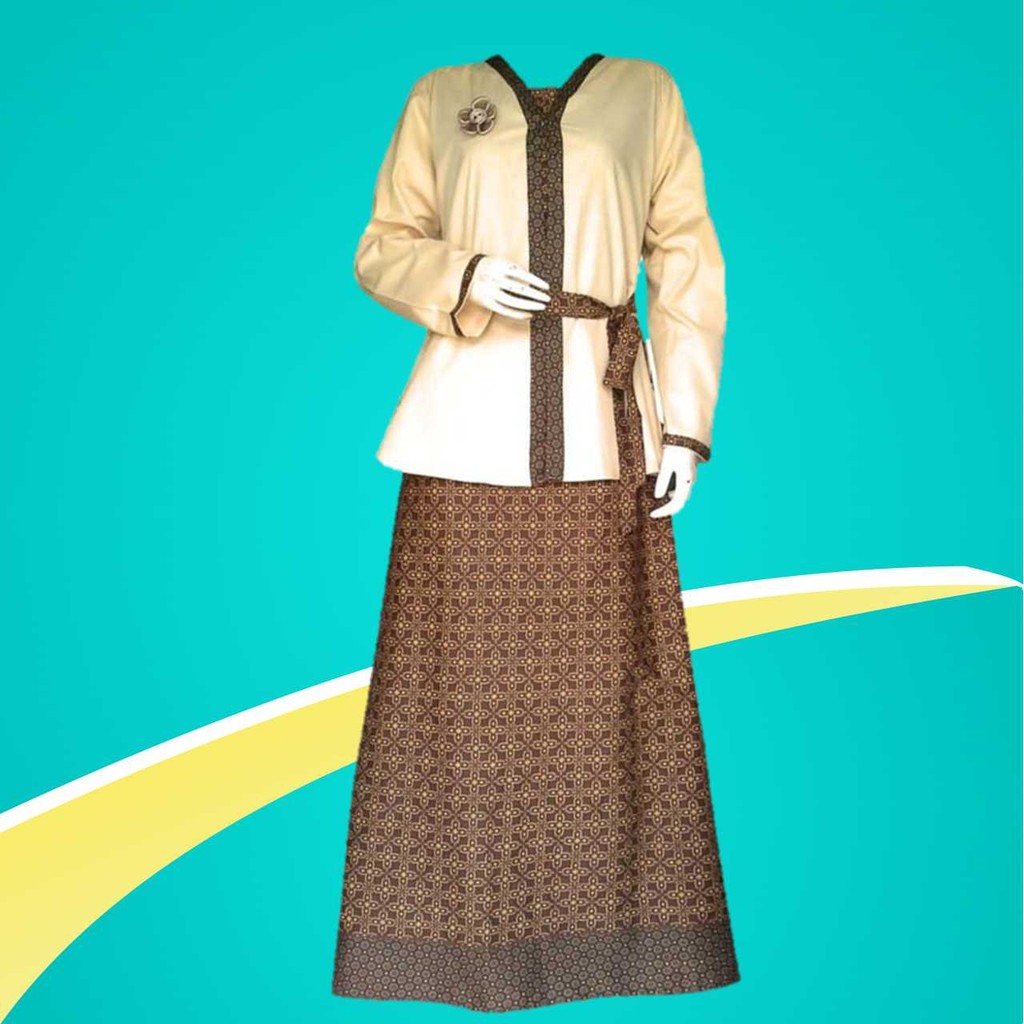 Gamis Batik Couple Kebaya Warna Mocca
