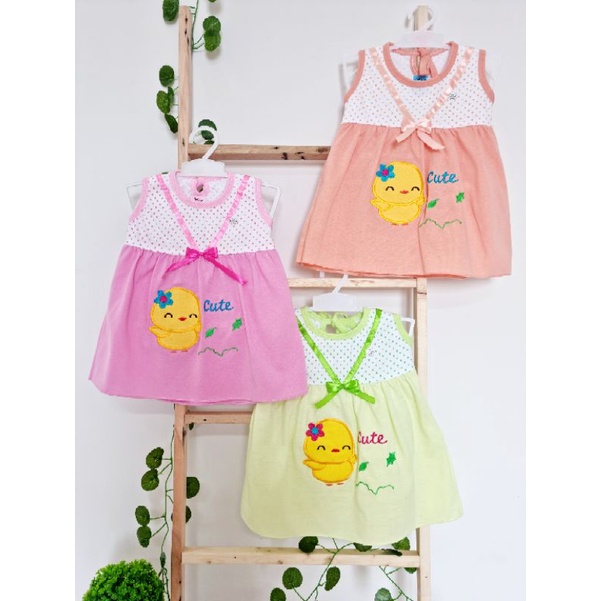 OBRAL! Ecer Dress Anak Bayi Kutung Bordir Bebek All Size 6-12 Bulan 100%Katun