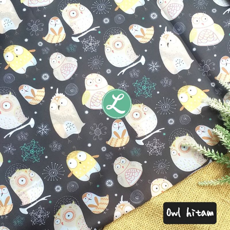 SATEN PRINTING FLAMINGGO OWL KAKTUS / BAHAN TAS LIPAT