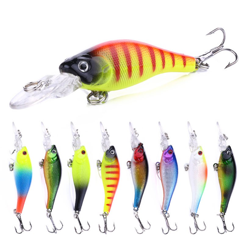 HENGJIA 8PCS 3D Eyes Minnow Lures 6.3cm 4g Fishing Wobbler Crankbait Tackle Artificial Hard Bait Swimbait