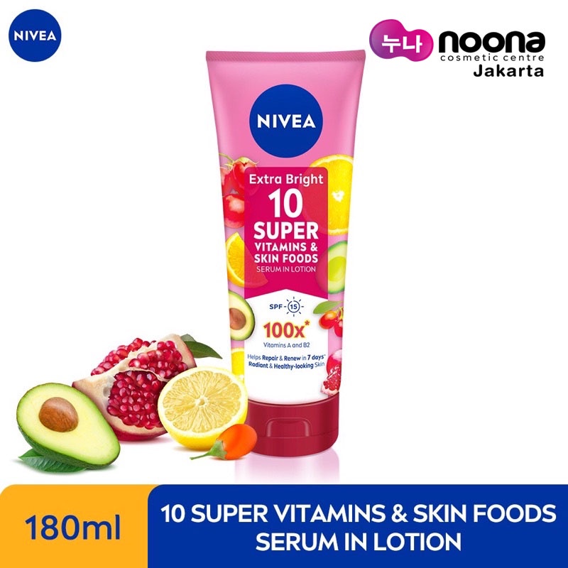 NIVEA EXTRA BRIGHT 10 SUPER VITAMINS &amp; SKIN FOOD SERUM 180ML -NJ