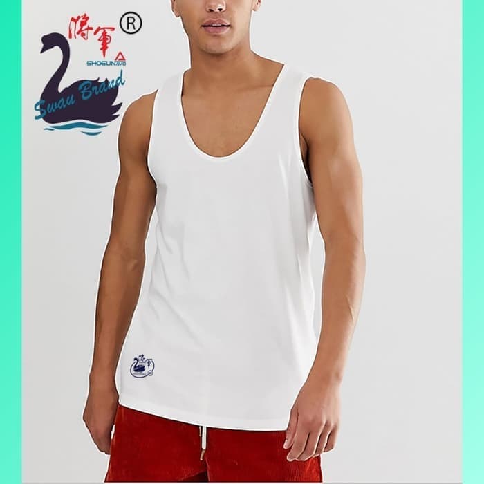 SWAN KAOS SINGLET PRIA SWAN BRAND UK 38 40 42 - Putih, 40