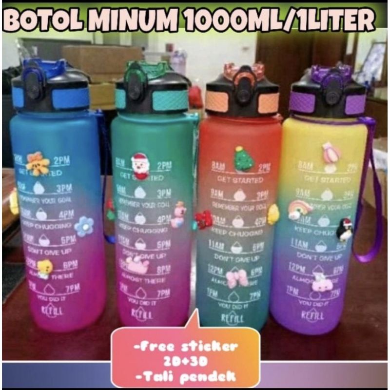 [100% ORIGINAL] BOTOL MINUM MOTIVASI VIRAL TRITAN 1L 1 LITER 1LITER FREE STICKER STIKER