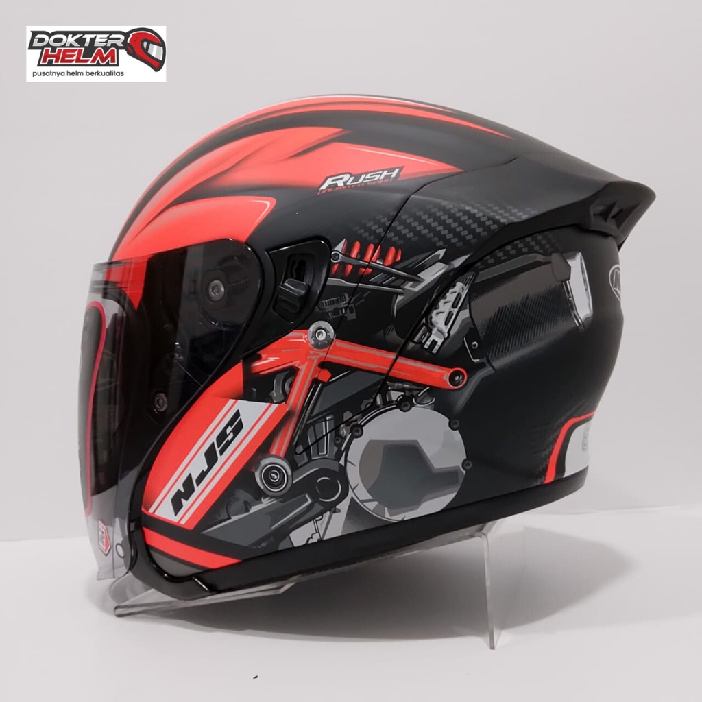 HELM NJS KAIROZ MOTIF DV RUSH BLACK ORANGE DOFF ORI SNI DOT| HELM NJS KAIROZ MOTIF-1