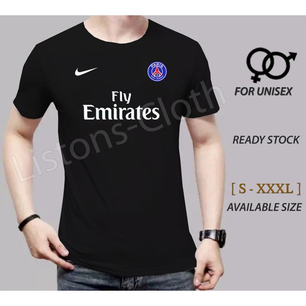 DI JUAL KAOS PARIS SAINT GERMAIN PSG HITAM BAJU JERSEY BOLA TSHIRT