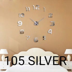 Jam Dinding Besar DIY 3D Giant Diameter 80-130cm Tempel Huruf Hiasan Angka Jumbo Raksasa Unik Aesthetic Minimalis-105 SILVER JUMBO