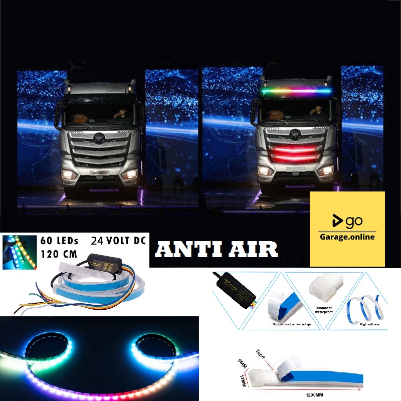 LAMPU LED BAGASI RGB 120CM ANTI AIR 24V TRUK DAN BUS 60 LED RGB STRIP MODUL RUNNING SEIN REM STOP GRADE A+