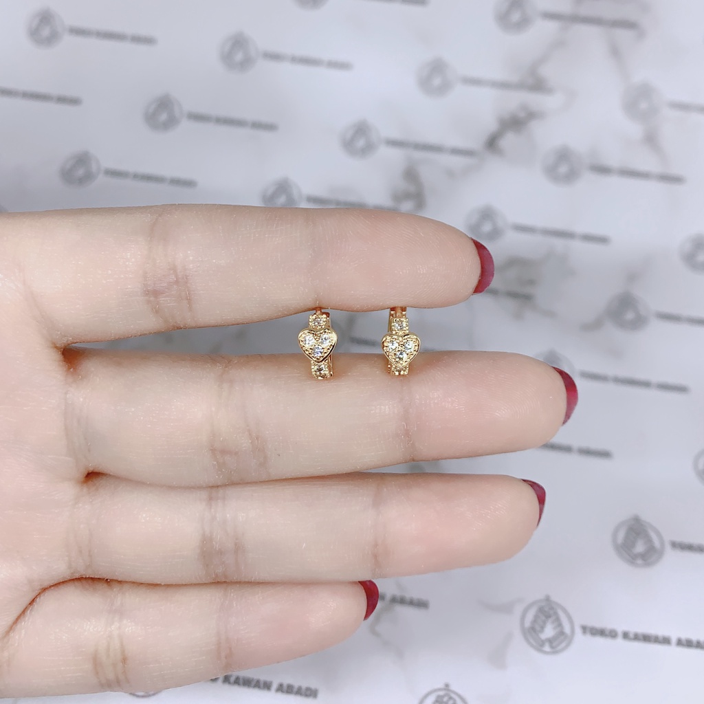 Xuping Gold Anting Anak Perempuan Anti Karat Model Clip Permata *16