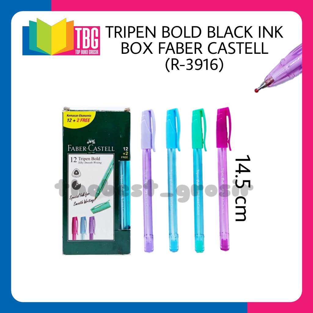 

BALLPOINT TRIPEN BOLD BLACK INK BOX FABER CASTELL / BOLPEN / PENA (R-3916)