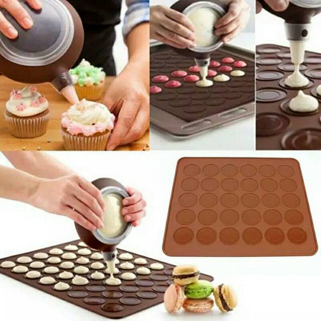 48 Alas adonan macaroon mat almond crispy fondant Rolling pin silmat cetakan huruf cutter embosser