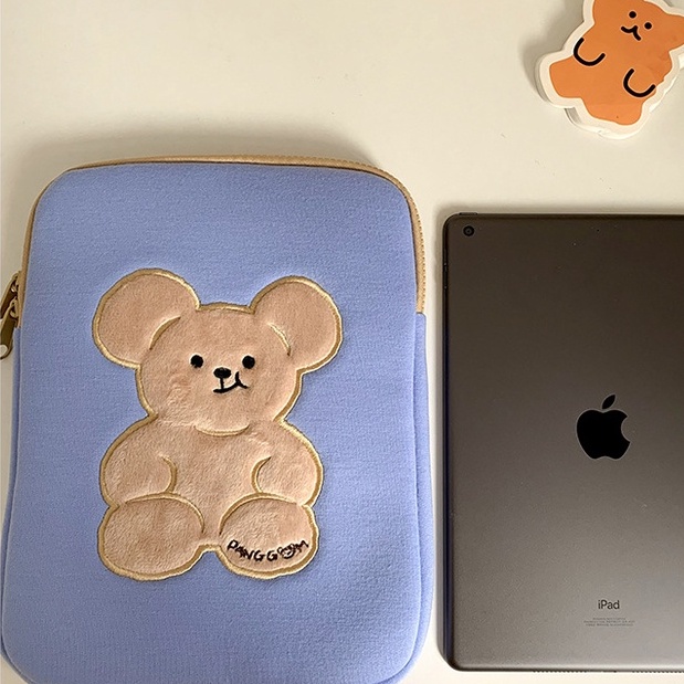 Sleeve Pouch Sarung Tas Bag Case Ipad Tab Tablet Macbook Air Pro Laptop Asus Acer Lenovo HP Huawei 11 12 13 14 15 inch Motif Gambar Mouse Tikus Warna Biru Coklat Lucu Cute Murah Korean Model