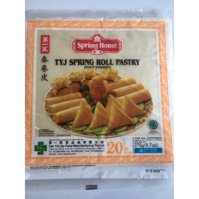 

TYJ SPRING ROLL PASTRY/KULIT PANGSIT 8,5Inch /20Lembar