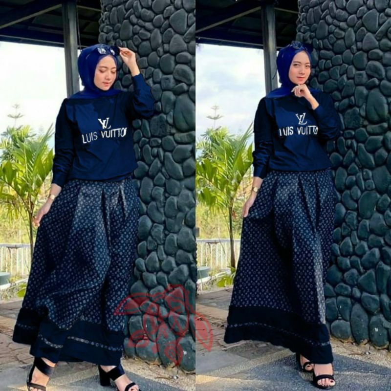 PCS SET ROK LUISA BABYTERRY DENIM ED SETELAN ATASAN DAN CELANA