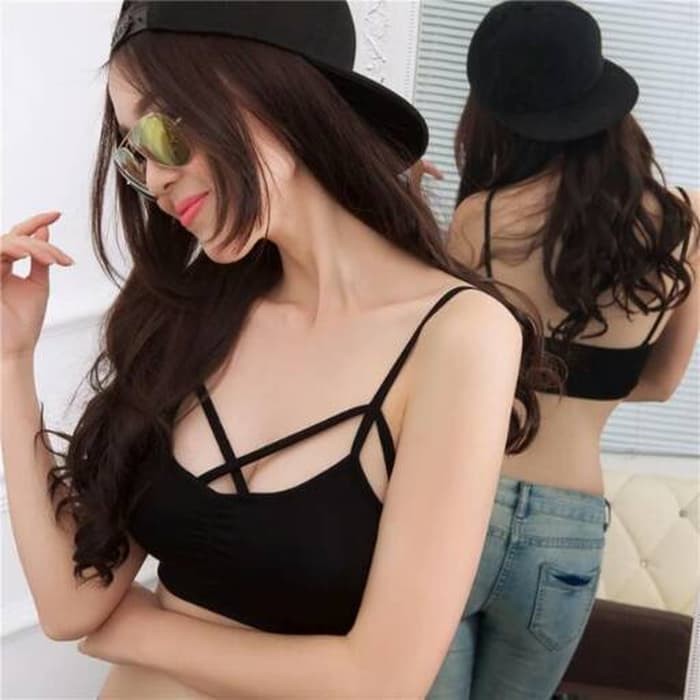 Jual Bra Kemben Bralette Sport Bustier - Bra Fashion Busa Tali Depan Silang Murah
