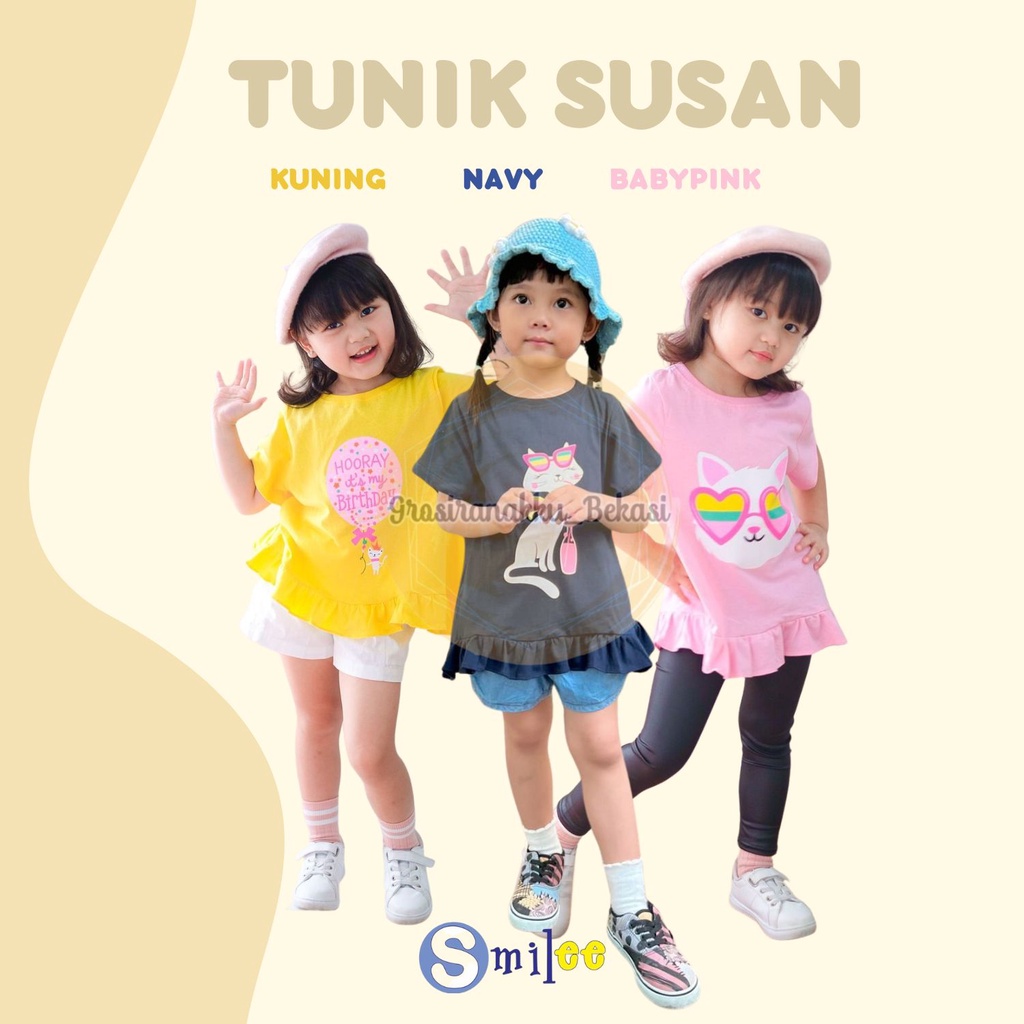 Tunik Anak Smilee Susan MixWarna 1-5Th