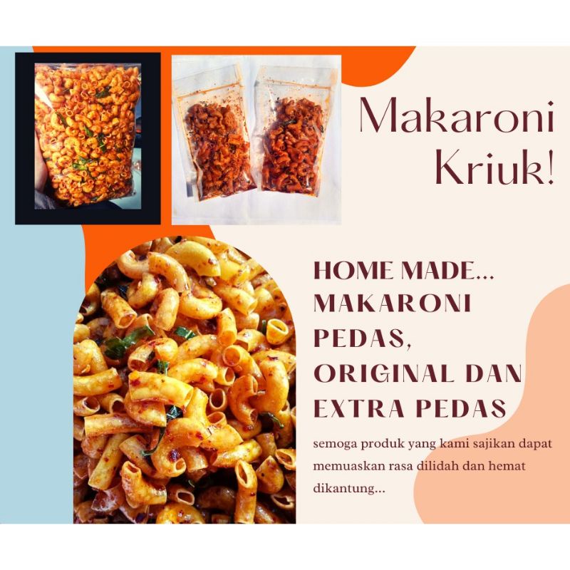 

Makroni Pedas,Makroni Daun Jeruk,Sebring Makroni,Makroni Bantat,Makroni Gurih Kemasan 100 gram