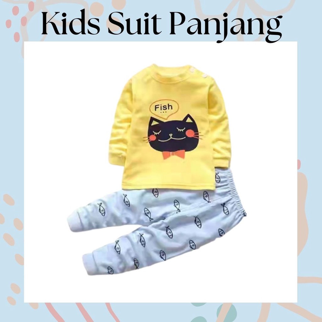 LittleAaron KIDS SUIT PANJANG Setelan Anak Bahan Kaos Lengan + Celana Berkualitas Import cewek cowok NEW1