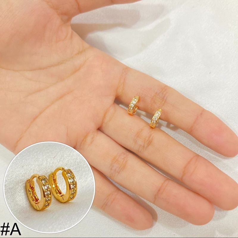 anting jepit anak permata gold aksesoris fashion