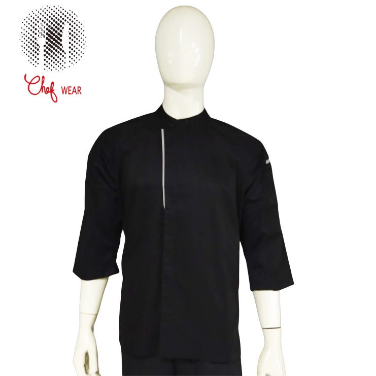 Chef Wear Baju Koki Hitam Komb Net S-XXL (Lis Abu)