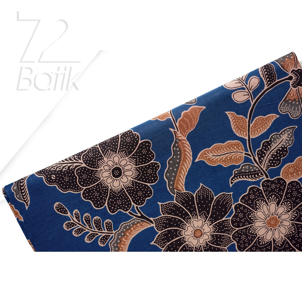 KAIN BATIK PREMIUM Bahan Katun Motif Kembang Sari Warna Biru 721189 Cap 72 Jarik Jarit Samping Kebat Panjang Batik Katun Modern Premium Bahan Seragam Batik Pernikahan Kantor Keluarga Murah Kamen Jadi Batik Bali Lembaran