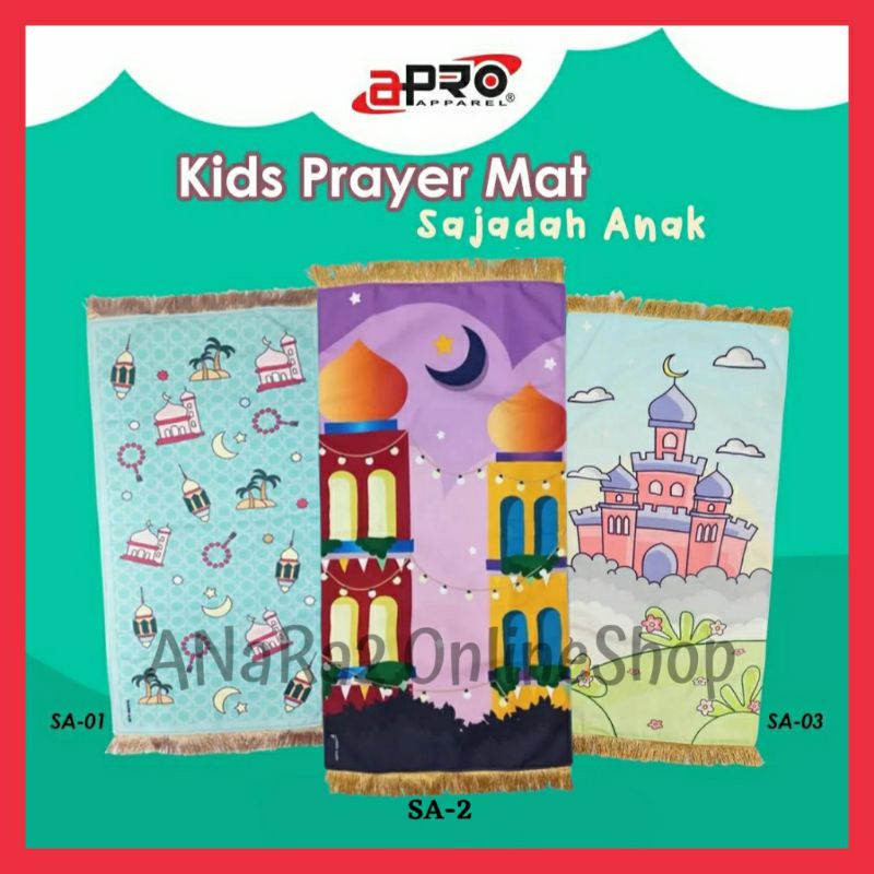 Sajadah Anak Premium Apro Empuk Elegan Motif Printing Sejadah Prayer Mat Anti Slip Cocok Untuk Kado-1