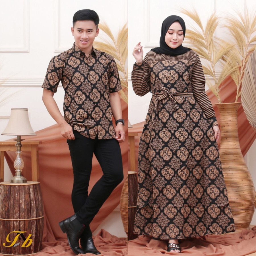 Couple Batik Sogan Couple Gamis Baju Muslim Couple Kondangan Simple