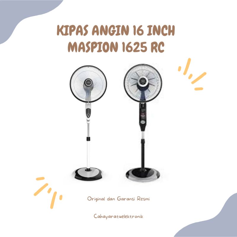 KIPAS ANGIN MASPION F-1625RC 16 INCH STAND FAN 360° OSCILATION 1625 RC REMOTE HITAM PUTIH