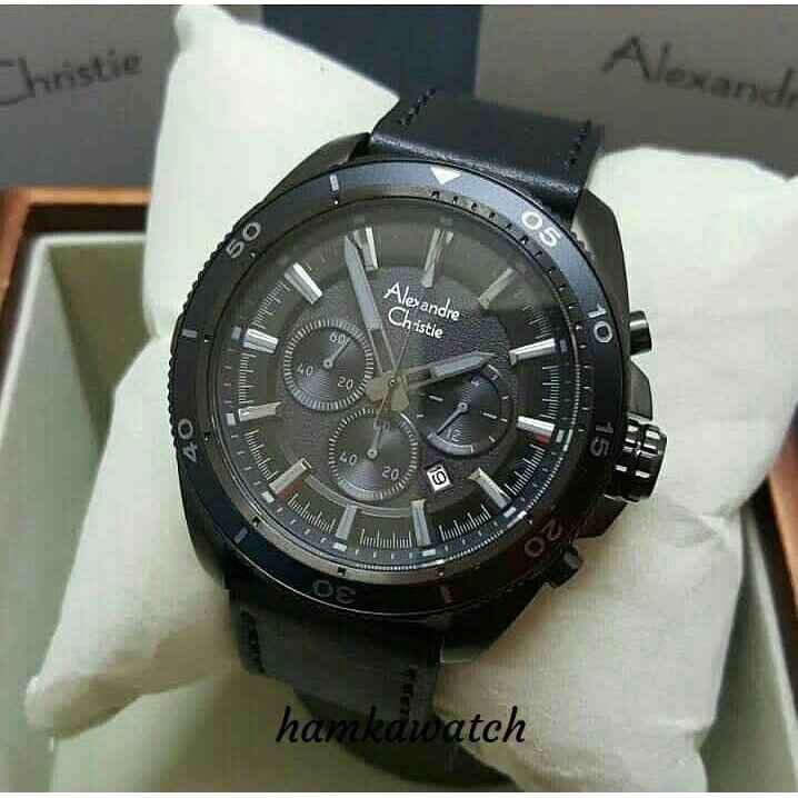 jam tangan / Watch_Id pria alexander cristie original ac6472 black leather black