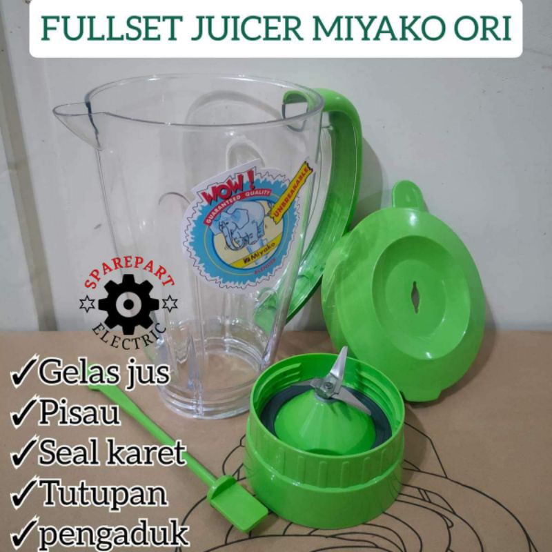 PROMO 1SET PISAU + GELAS JUS JUMBO 1,5 LITER BLENDER MIYAKO ORIGINAL HIJAU ORI