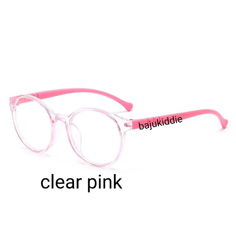 KACAMATA ANAK ANTI RADIASI GADGET COMPUTER LAPTOP HP BLUERAY BLUE LIGHT + UV PROTECTION-Clear pink